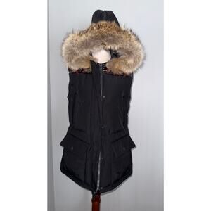 Pendleton Aztec Coyote Fur Lamb Leather Duck Down Puffer Vest - size M